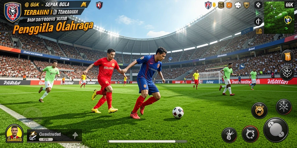 Screenshot menampilkan aksi intens dalam pertandingan sepak bola.