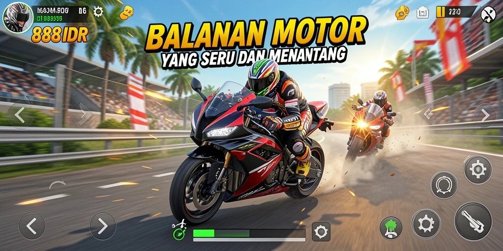 Gameplay seru balapan motor dalam 888IDR dengan grafis menakjubkan.