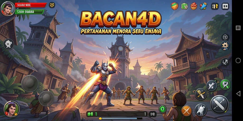 Tampilan gameplay BACAN4D dengan strategi Tower Defense yang mendebarkan.
