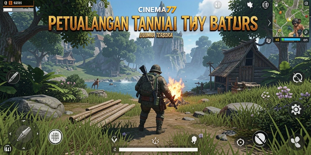 Screenshot gameplay <strong>CINEMA77</strong> menampilkan karakter yang menjelajahi dunia terbuka yang luas.
