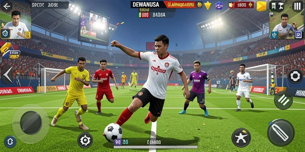 Tangkapan layar gameplay DEWANUSA yang menampilkan aksi seru di lapangan.