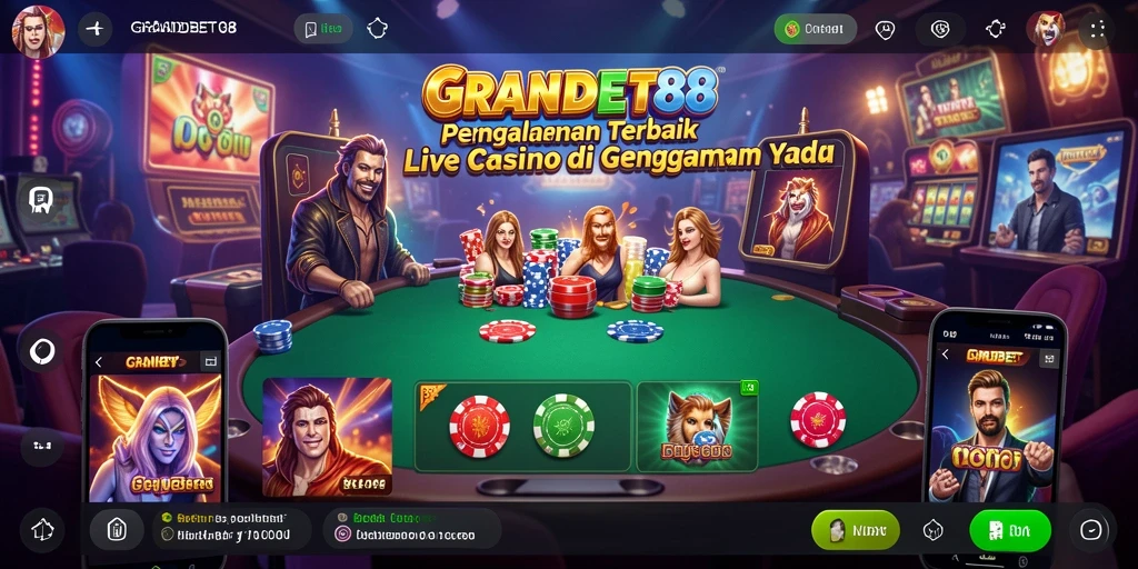 Screenshot GRANDBET88 menampilkan dealer langsung dalam sesi permainan kasino.