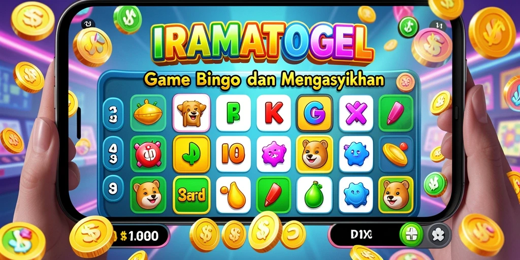 Screenshot IRAMATOGEL menunjukkan gameplay Bingo yang menarik dan penuh warna.