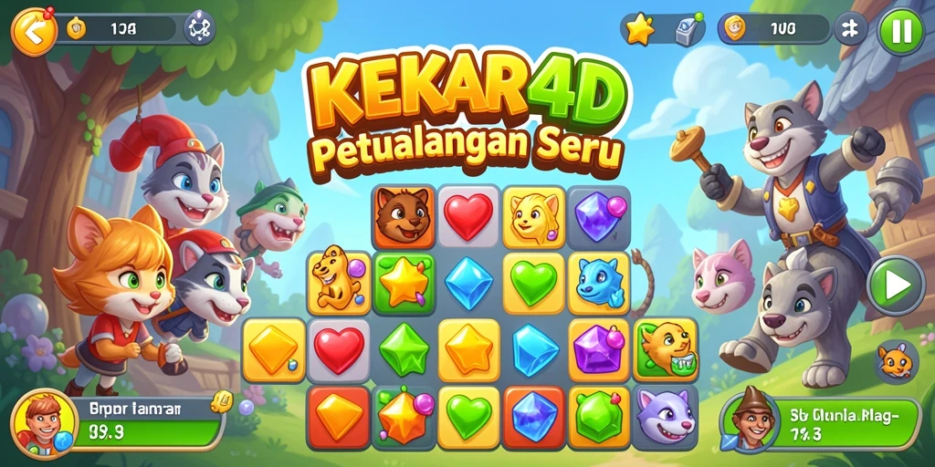 Tangkapan layar menampilkan gameplay KEKAR4D yang seru dalam kategori Match-3.