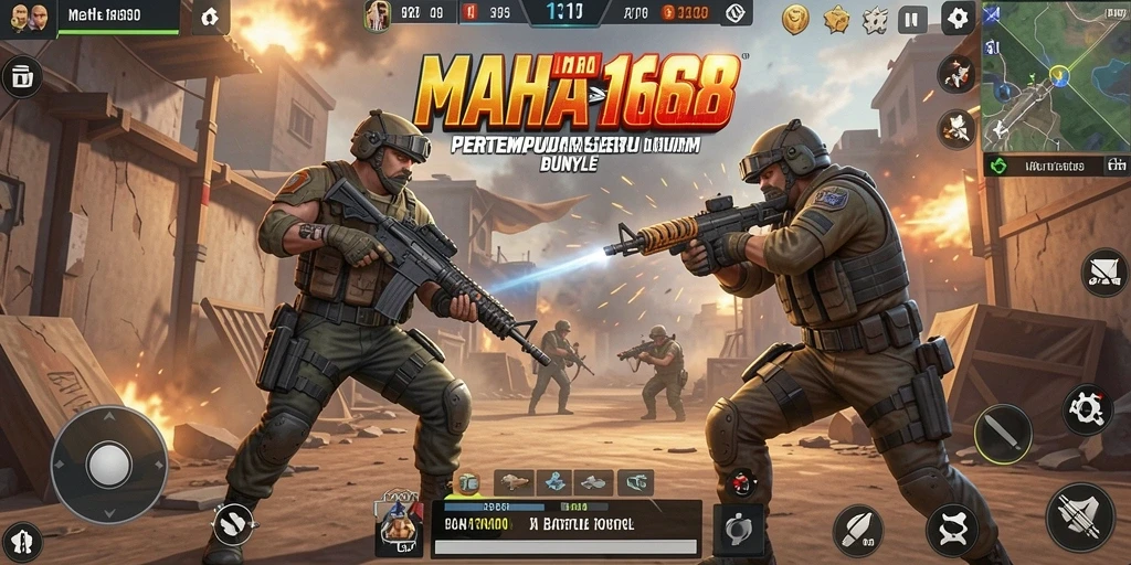Tampilan aksi intens dalam gameplay MAHA168 Battle Royale.