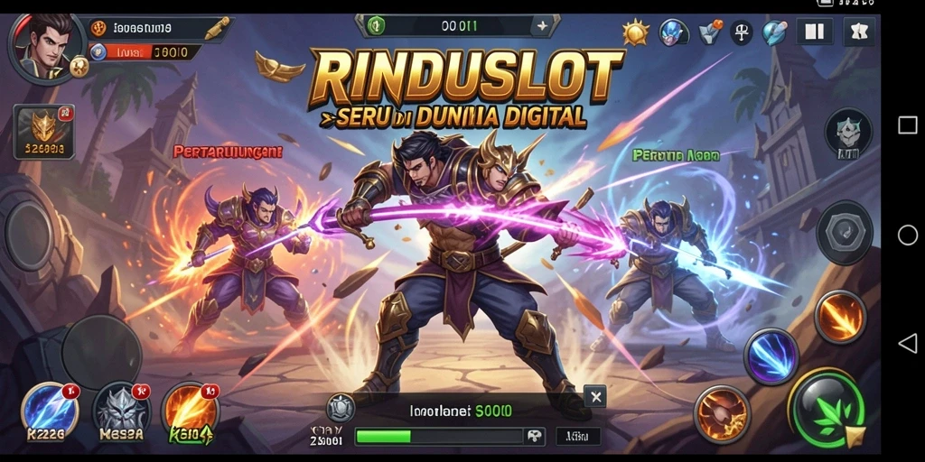 Tampilan gameplay RINDUSLOT yang memukau dengan aksi pertarungan yang intens.