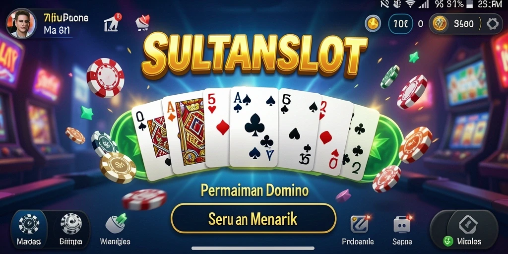 Tampilan screenshot gameplay <strong>SULTANSLOT</strong> yang menampilkan aksi seru permainan Domino.